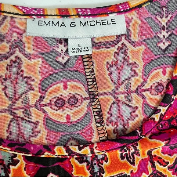 Emma & Michele Tribal Multicolor maxi dress, Pink, orange, black soft, size L - Picture 8 of 14